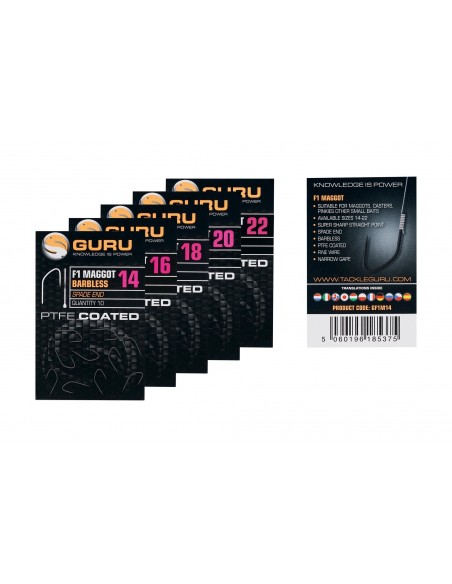 Guru F1 Maggot Hook Barbless Spade End