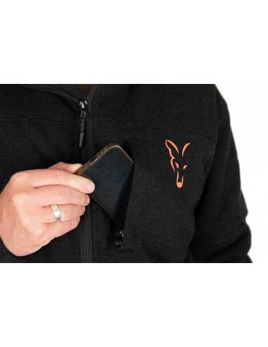 Fox Collection Sherpa Jacket Black & Orange