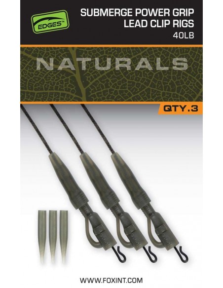 Fox Edges Naturals Submerge Power Grip Lead Clip Leaders 40 LB