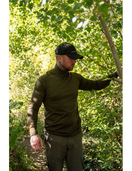 Korda Mock Neck Thermal Ls Shirt Dark Olive